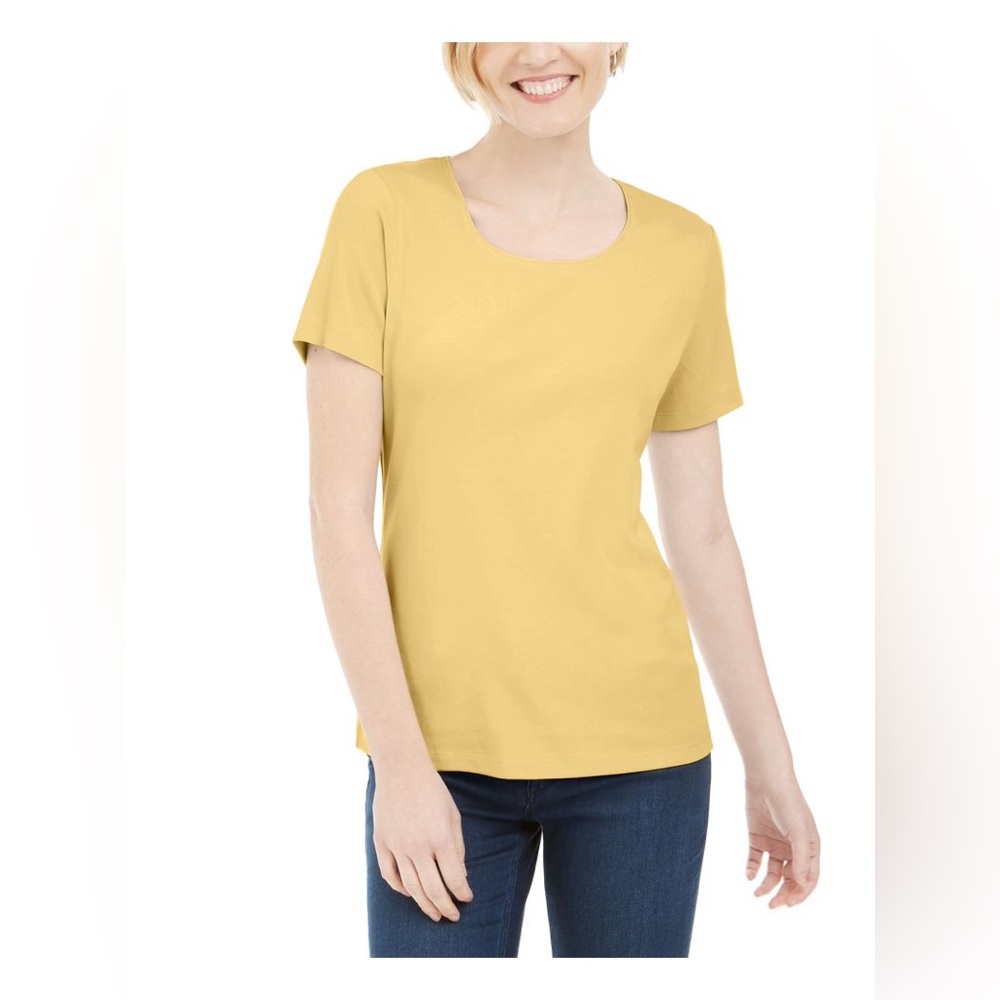 445M NWT Karen Scott Short‎ Sleeve Scoop Neck Top - Size: Large